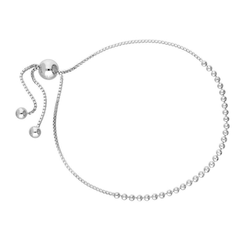 [Australia] - Sterling Silver Bead Chain & Box Chain Adjustable Bracelet 