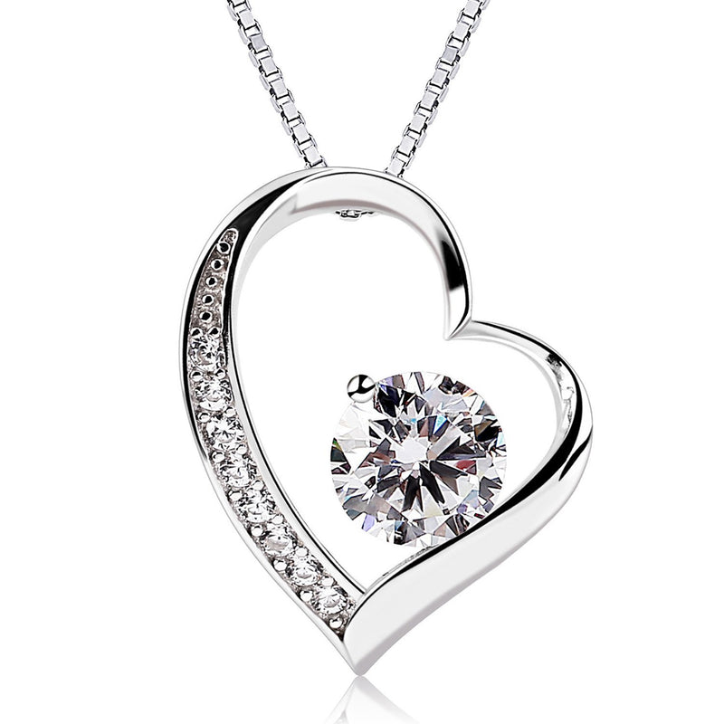 [Australia] - B.Catcher Women Necklace Forver Love Heart Pendant Necklace 925 Sterling Silver Box Chain 