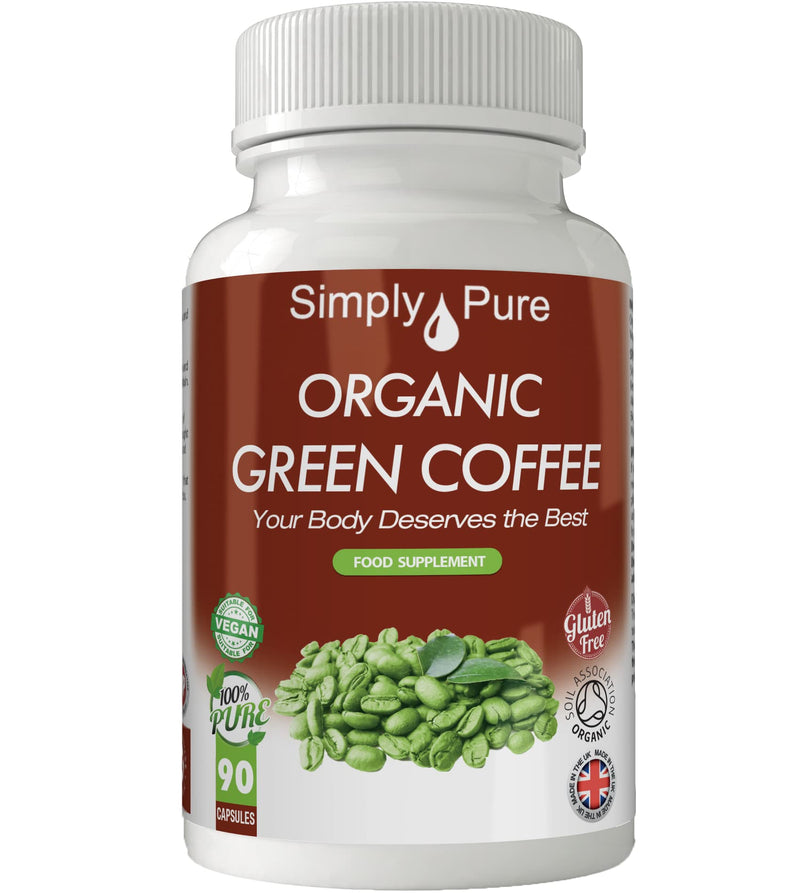 [Australia] - Simply Pure Organic Green Coffee Capsules x 90, 100% Natural Soil Association Certified, 500mg, Gluten Free, GM Free and Vegan. 