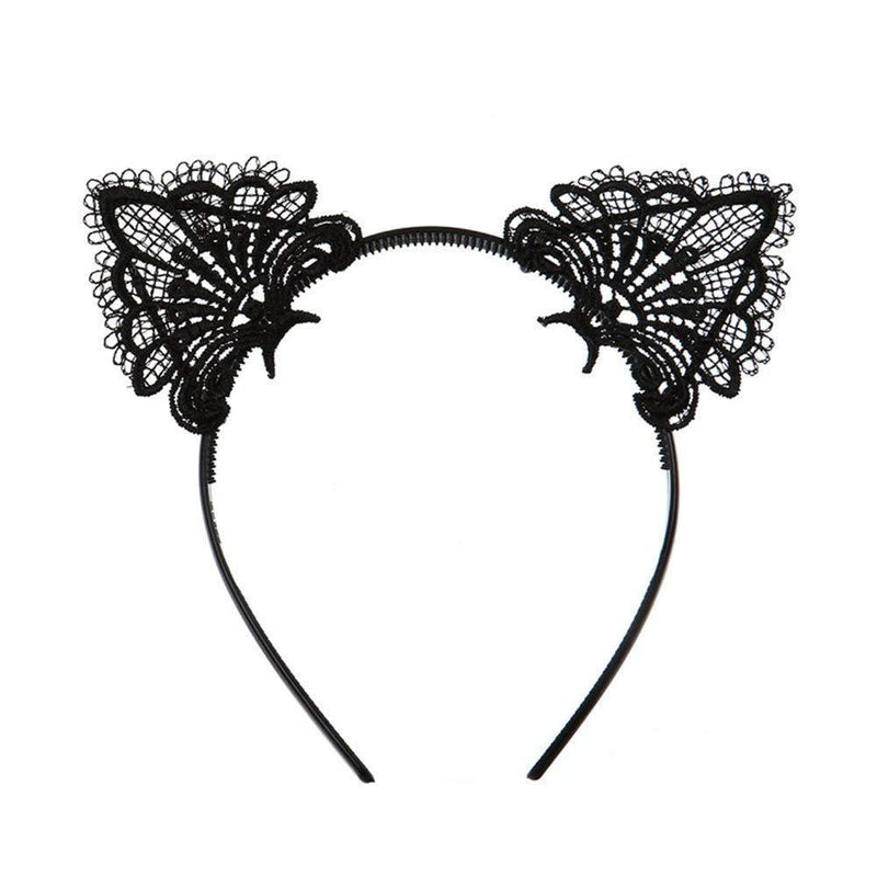 [Australia] - Sexy Lovely Cute Hairband Black Lace Cat Ears Headband Hair Accessories for Xmas Masquerade Party Cosplay Costume Accessory 