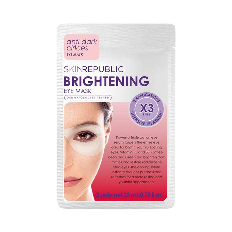 [Australia] - Skin Republic Brightening Eye Mask, For Bright Youthful Looking Eyes, Helps Dark Circles, With Vitamin C, Pack of 3 6 Count (Pack of 1) 