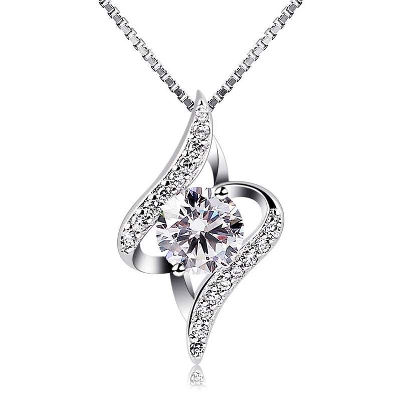 [Australia] - B.Catcher Women Necklace 925 Sterling Silver Necklace Cubic Zirconia Pendant, 18" 