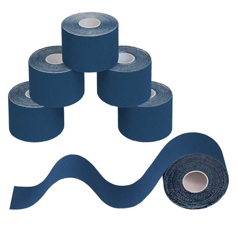 [Australia] - BB Sport 6 Rolls Kinesiology Tape Muscle Support Tape 5 m x 5 cm E-Book Application Examples Muscle Support Elastic Strapping Tape, Colour:Dark Blue Dark Blue 