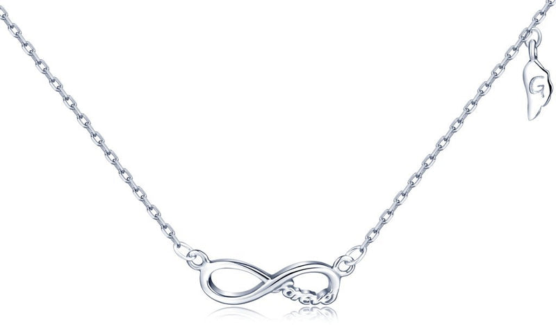 [Australia] - Yumilok Jewelry 925 Sterling Silver Silver/Rose Gold Plated Elegant Infinity Symbol"Forever" Womens Pendant Necklace Extension 