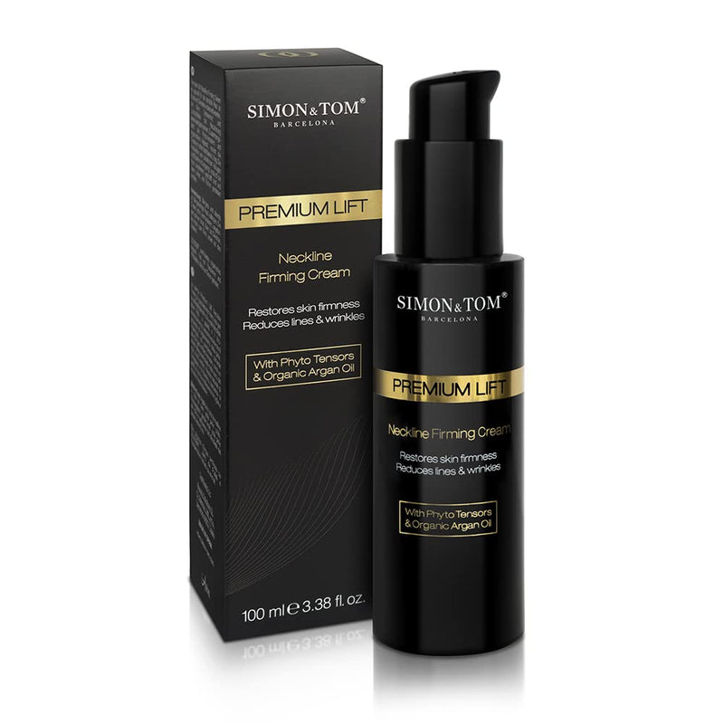 [Australia] - Simon&Tom Premium Lift Neck Firming Cream - 100ml - Double Chin Reducer Cream - Restores Skin Firmness - Anti-Aging Neck Cream - With Bio Argan Oil and Firming Phyto-Tensors - Made in Spain 