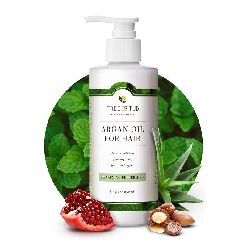 [Australia] - Moisturizing Argan Oil Conditioner by Tree To Tub - pH 5.5 Balanced Hydrating Conditioner for Soft, Shiny Hair with Mint Essential Oil 8.5 oz 