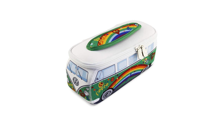 [Australia] - BRISA VW Collection - Volkswagen Hippie Bus T1 Camper Van 3D Neoprene Small Universal Bag - Makeup, Travel, Cosmetic Bag (Neoprene/Peace/Green) Small (23 x 11 x 8 cm) Peace/Green 