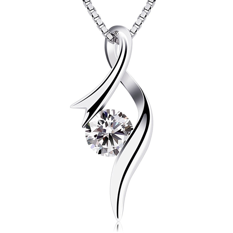 [Australia] - B.Catcher Necklaces 925 Sterling Silver Pendant Necklaces Cubic Zirconia Twist Heart Jewellery 
