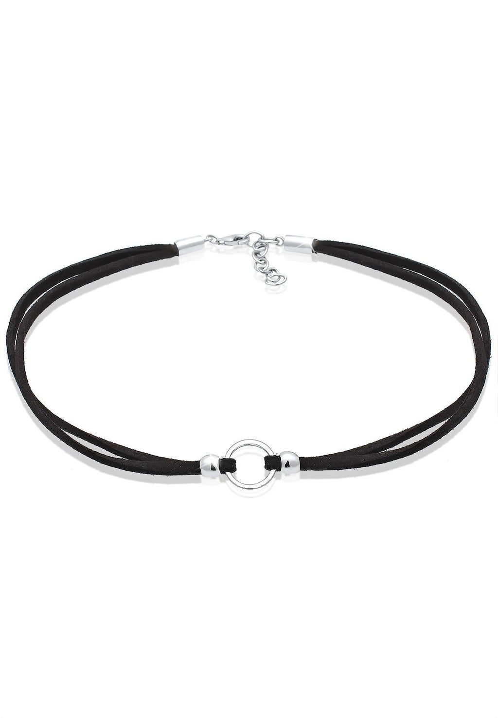 [Australia] - Elli Necklace Women Circle Cut Out Trend with Textile Band in 925 Sterling Silver 