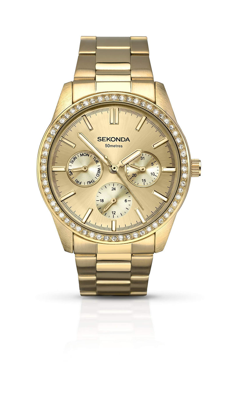 [Australia] - SEKONDA Womens Multi dial Quartz Watch with Stainless Steel Strap 2188 