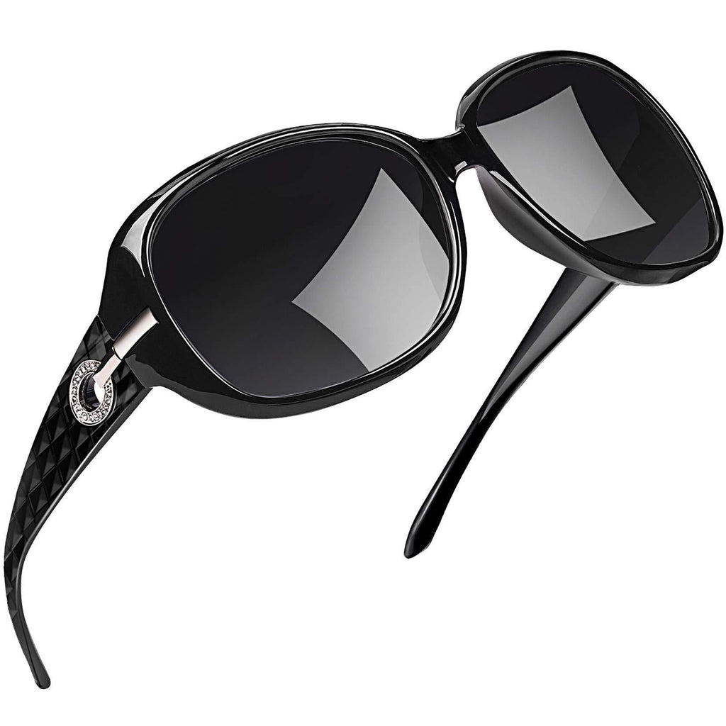 [Australia] - Joopin Oversized Polarised Sunglasses for Women, UV400 Protection Large Frame Womens Sunglasses Vintage Fashion Ladies Sunglasses Black Grey 