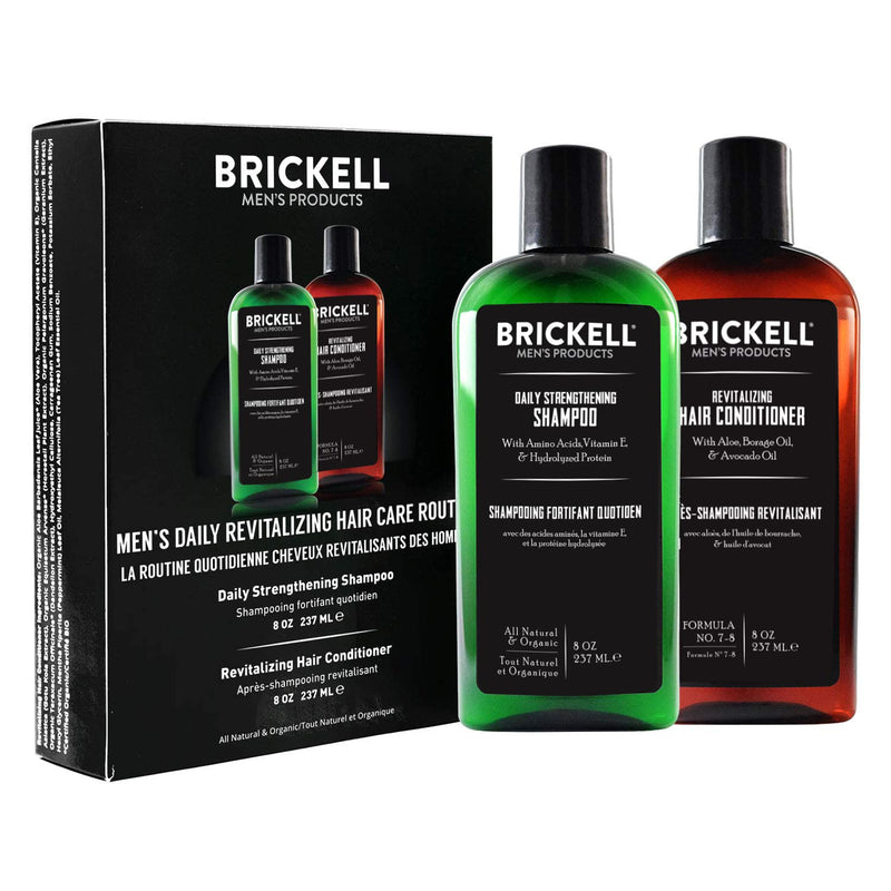 [Australia] - Brickell Men’s Daily Revitalizing Hair Care Routine, Mint and Tea Tree Oil Shampoo, Strength and Volume Enhancing Conditioner, Natural and Organic 