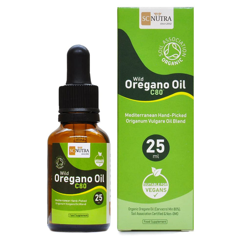 [Australia] - Oregano Oil 25ml - UK Soil Association Certified Organic Wild Oregano Oil C80 - High Strength 80% Carvacrol - Origanum Vulgare Oil - SC Nutra (Sweet Cures) 