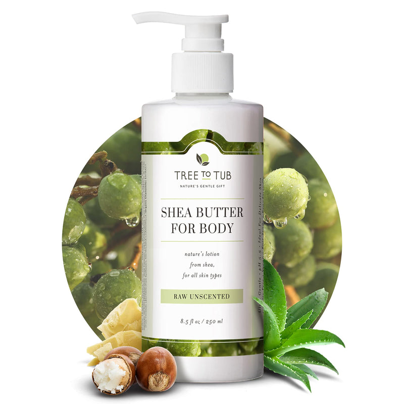 [Australia] - Tree To Tub Lotion for Sensitive Skin - pH 5.5 Balanced, Fragrance Free Lotion with Organic Shea Butter, Cocoa Butter, Aloe Vera 8.5 oz 