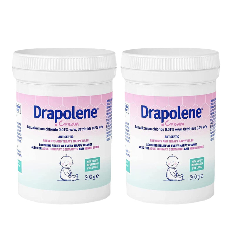 [Australia] - 2 x Drapolene Cream 200g Tub | Prevents and Treats Nappy Rash | Soothes and Protects Baby's bottom from newborn onwards 