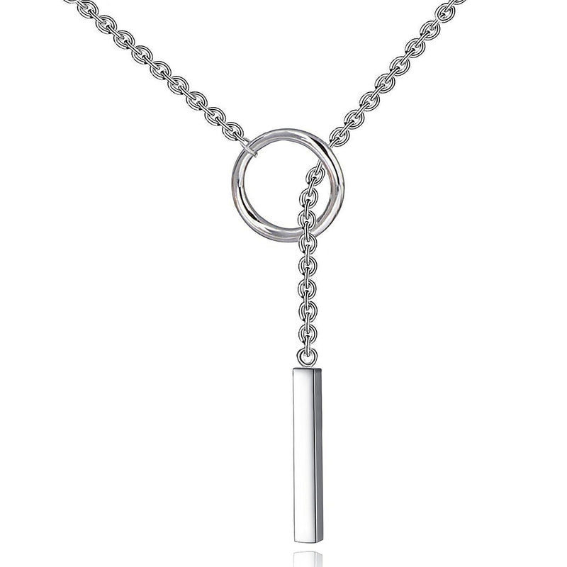[Australia] - Y-blue 925 Sterling Silver Women Lady Fashion Round or Triangle and Cylindrical Pendant Necklaces Chain Round + Cylindrical 