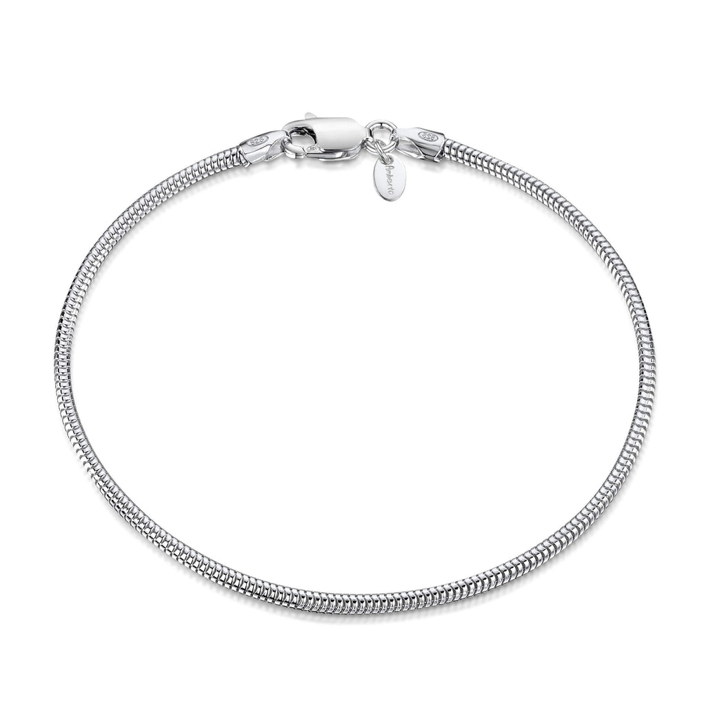 [Australia] - Amberta 925 Sterling Silver 1.9 mm Snake Chain Bracelet Size 7" 7.5" 8" in 7.5 inch / 19 cm 