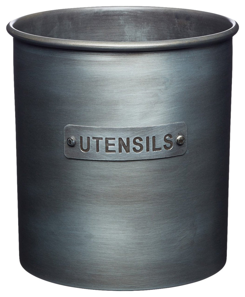 [Australia] - KitchenCraft INDUTENSIL Industrial Kitchen Vintage-Style Metal Utensil Holder, 13.5 x 14.5 cm (5.5” x 5.5”), Grey 