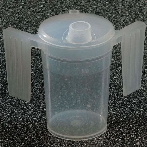[Australia] - Two Handled Plastic Feeding Cup with SPOUT Adult Feeder Beaker Disability Drinking AIDS - Pack of 1 - Wide spout 