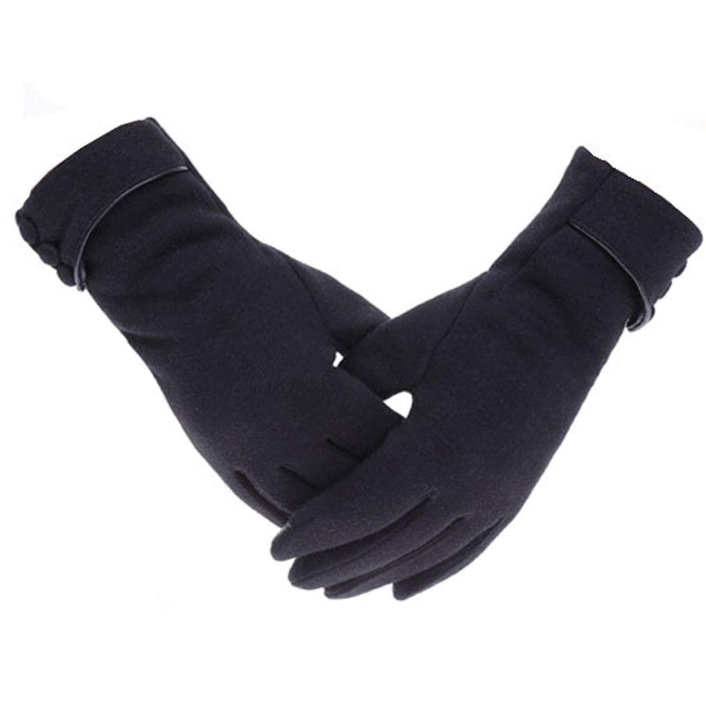 [Australia] - Outrip Womens Lady Winter Warm Gloves Touch Screen Phone Windproof Lined Thick Gloves Black 