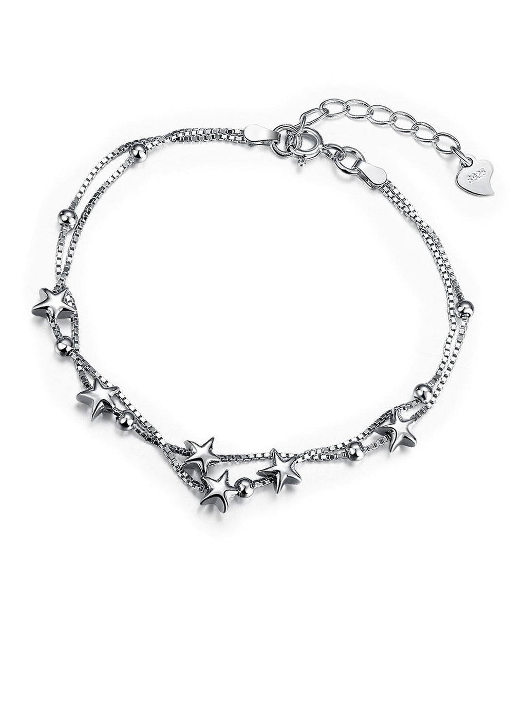 [Australia] - Delicate star adjustment chain bracelet with 925 Sterling Silver, 1 sterling silver 925 friendship ring jewellery for women, youth Borong. 