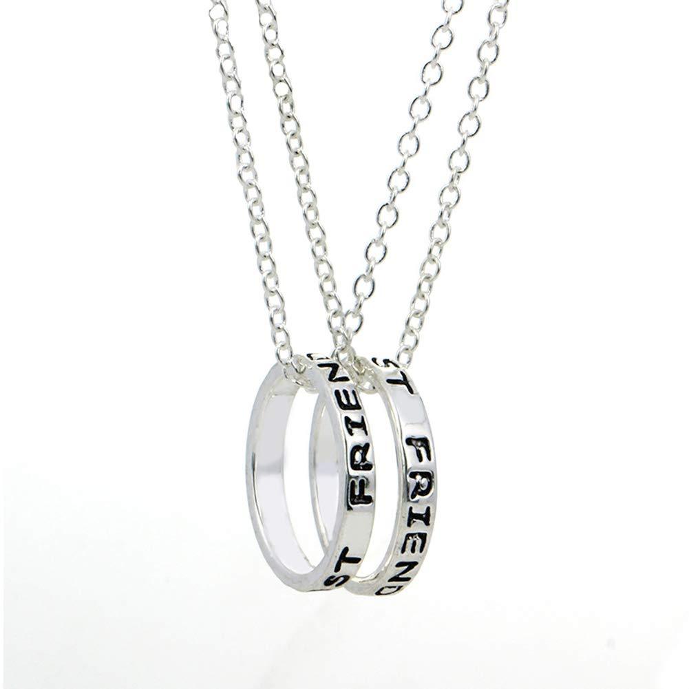 [Australia] - EQLEF® 2 PCS Alloy Silver Simple Ring BEST FRIENDS FOREVER Friendship Necklace -Girlfriend Gift Necklace 