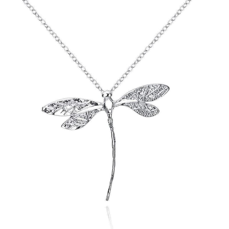 [Australia] - Zhichengbosi Silver Dragonfly Necklace Pendant, 18 inch Necklaces Chain for Teen Girls Women 