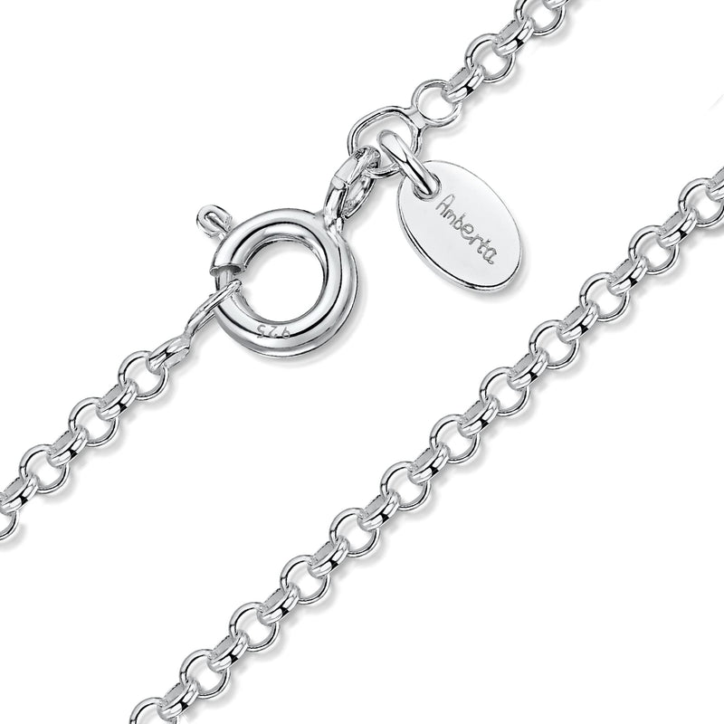 [Australia] - Amberta 925 Sterling Silver 1 mm Rolo Belcher Chain Necklace 14" 16" 18" 20" 22" 24" 28" in 20 inch / 50 cm 