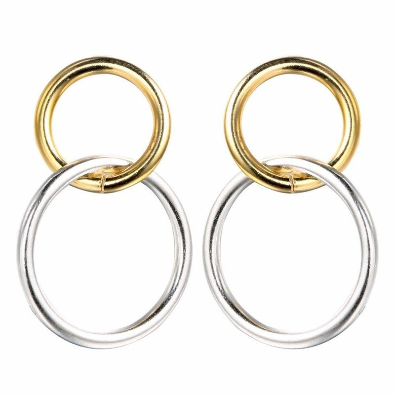 [Australia] - iszie jewellery sterling silver earrings circle link hoop stud earrings fashion earrings. 18k Gold 