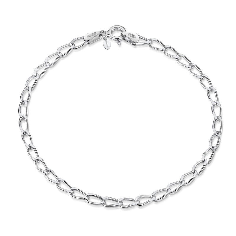 [Australia] - Amberta Women's 925 Sterling Silver Link Chain Bracelet for Charms (Adjustable) 