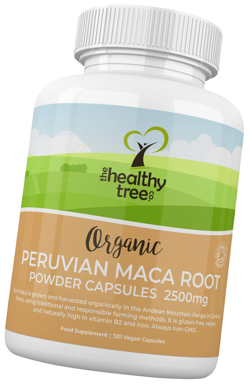 [Australia] - Organic Maca Capsules by TheHealthyTree Company - High Strength 2500mg Extract per Capsule for Men and Women - 120 Vegan Maca Root Powder Tablets 
