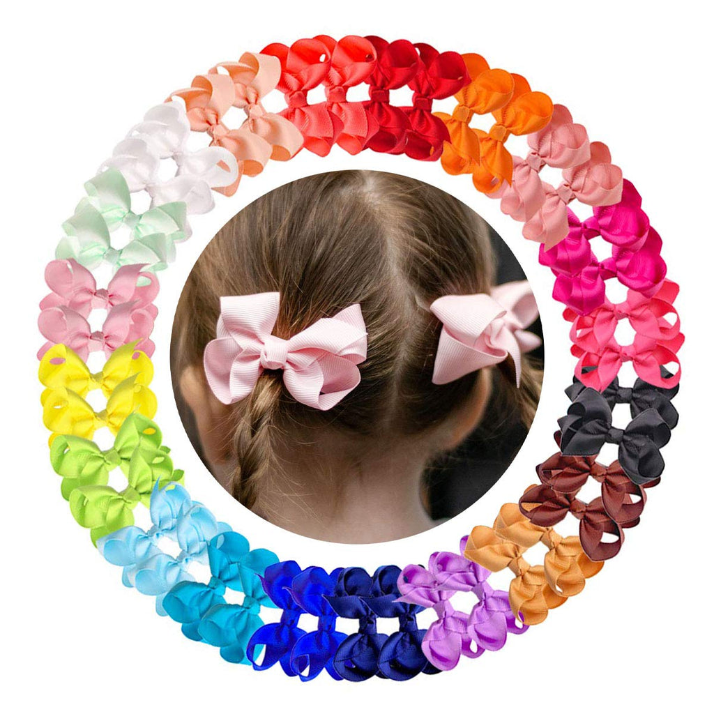 [Australia] - JOYOYO 40 Pcs Toddler Girls Hair Bows Hair Clips for Girls Medium Size Bows for Girls Hair Grosgrain Ribbon Bows, Kids Hair Accessory 3 Inch Hair Bows In Pairs 