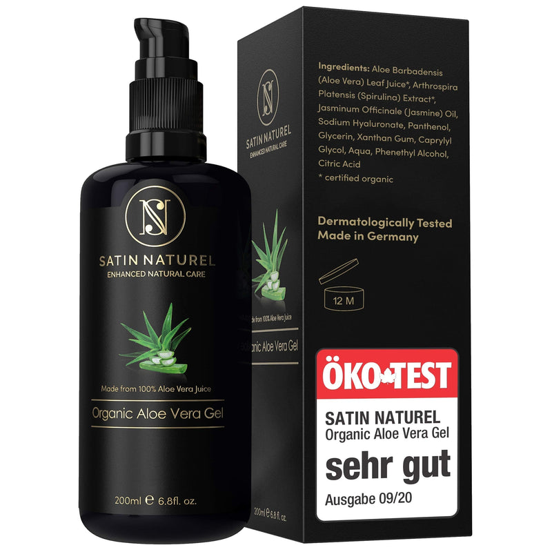 [Australia] - Aloe Vera Gel ORGANIC 100% ‚Äì Vegan Skin Care MADE IN GERMANY - Highest Quality ‚Äì 200 ml Violet Glass Bottle - Natural Cosmetics With Hyaluronic Acid, Spirulina & Jasmin 200 ml (Pack of 1) 