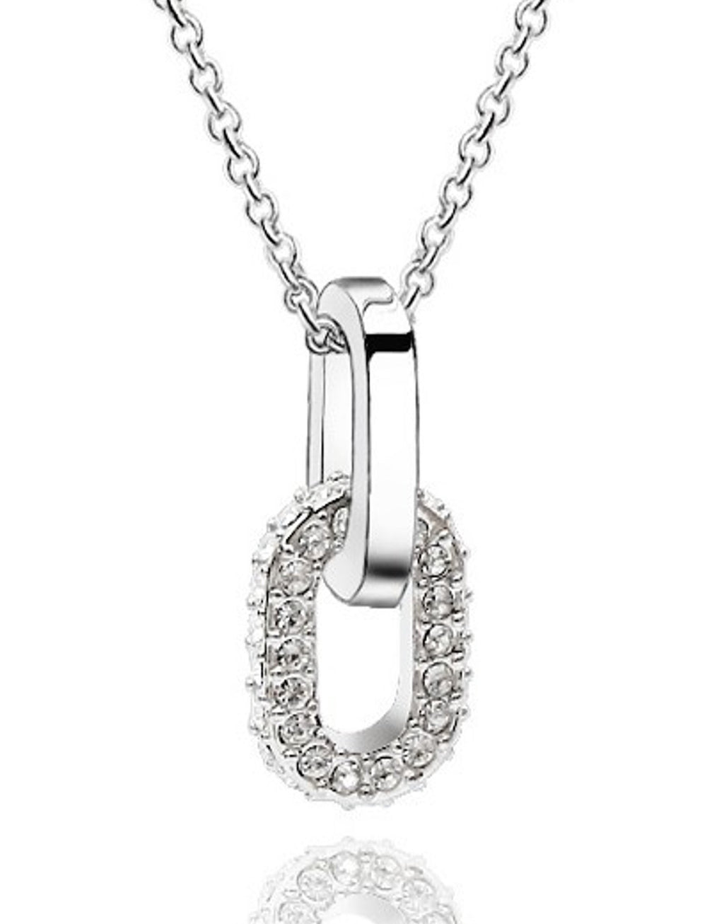 [Australia] - Quadiva E! Necklace for Woman with Pendant Eternal (Colour: White Gold) Embellished with Sparkling Crystals from Swarovski® 