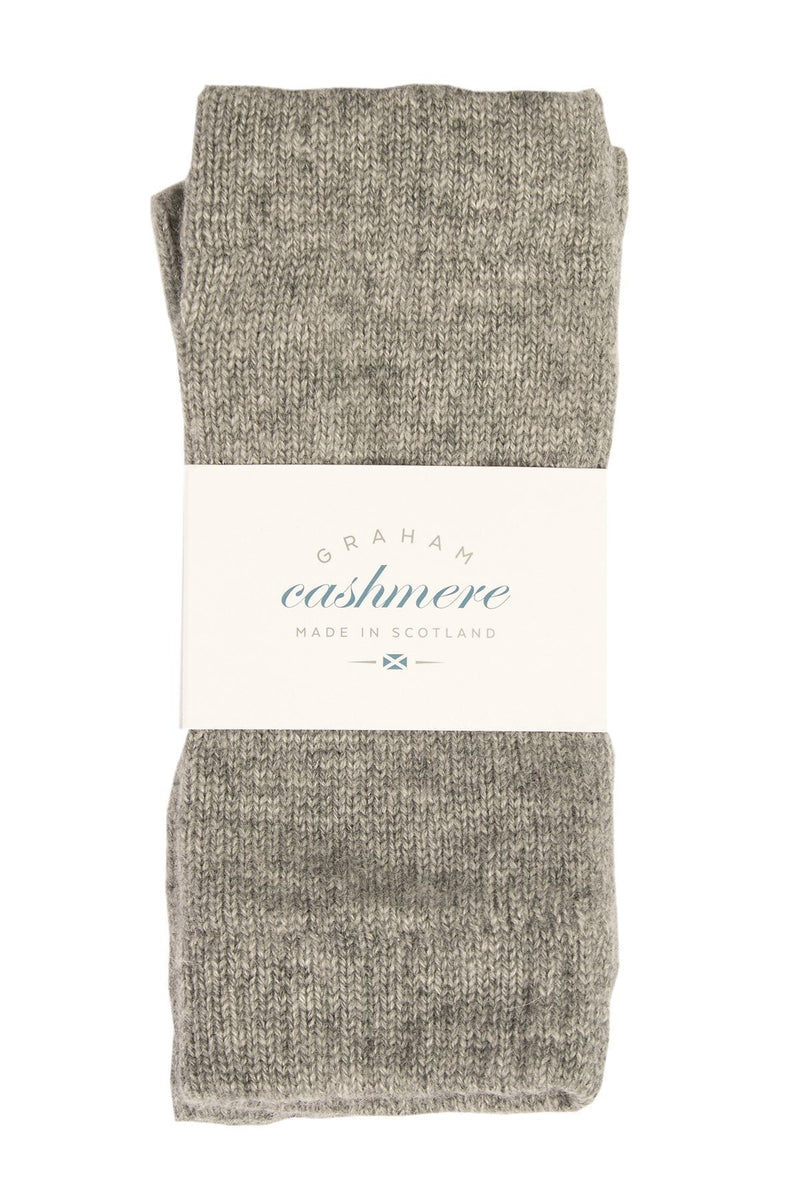 [Australia] - Graham Cashmere - Pure Cashmere Fingerless Wrist Warmers - Made in Scotland - Gift Boxed Soft Grey Marl 