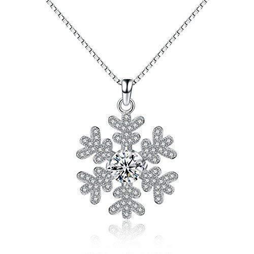 [Australia] - Candira 925 Sterling Silver Snowflake Pendant Necklace 18" Chain 