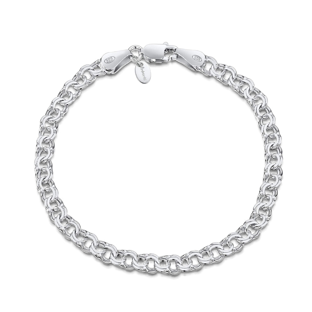[Australia] - Amberta 925 Sterling Silver 4.5 mm Double Curb Chain Bracelet Size 7" 7.5" 8" in 7 inch / 18 cm 