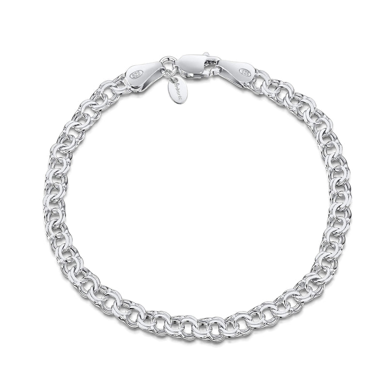 [Australia] - Amberta 925 Sterling Silver 4.5 mm Double Curb Chain Bracelet Size 7" 7.5" 8" in 7 inch / 18 cm 