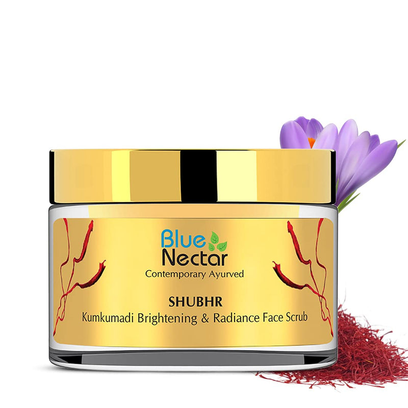 [Australia] - Blue Nectar Face Scrub Exfoliator with Turmeric,Kumkumadi, Natural Facial Scrub for Skin Brightening, Anti Aging, Acne Scar & De-Tan Ayurvedic Face Scrub for Men and Women 50g 