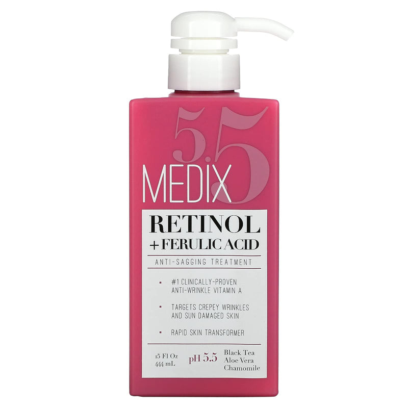 [Australia] - Medix 5.5 Retinol Cream with Ferulic Acid Anti-Sagging Treatment. Targets Crepey Wrinkles and Sun Damaged Skin. Anti-Aging Cream Infused With Black Tea, Aloe Vera, And Chamomile (15oz) 