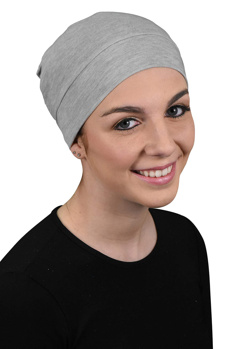 [Australia] - Landana Headscarves Womens Soft Sleep Cap Comfy Cancer Wig Liner & Hair Loss Cap Light Heather Grey 