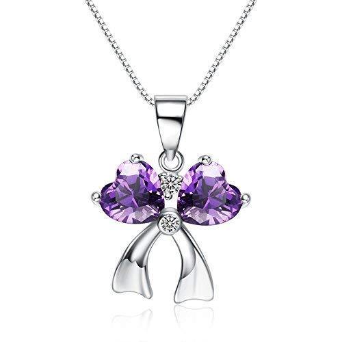 [Australia] - Candira 925 Sterling Silver Bow Pendant Necklace 18" Chain (Design 4) 