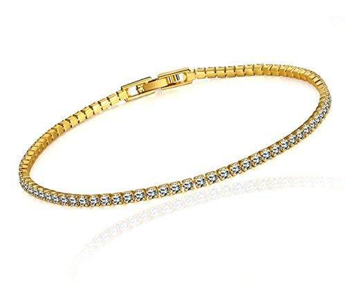 [Australia] - Classic Delicate Tennis Bracelet for Women with Yellow Gold Plated Borong 