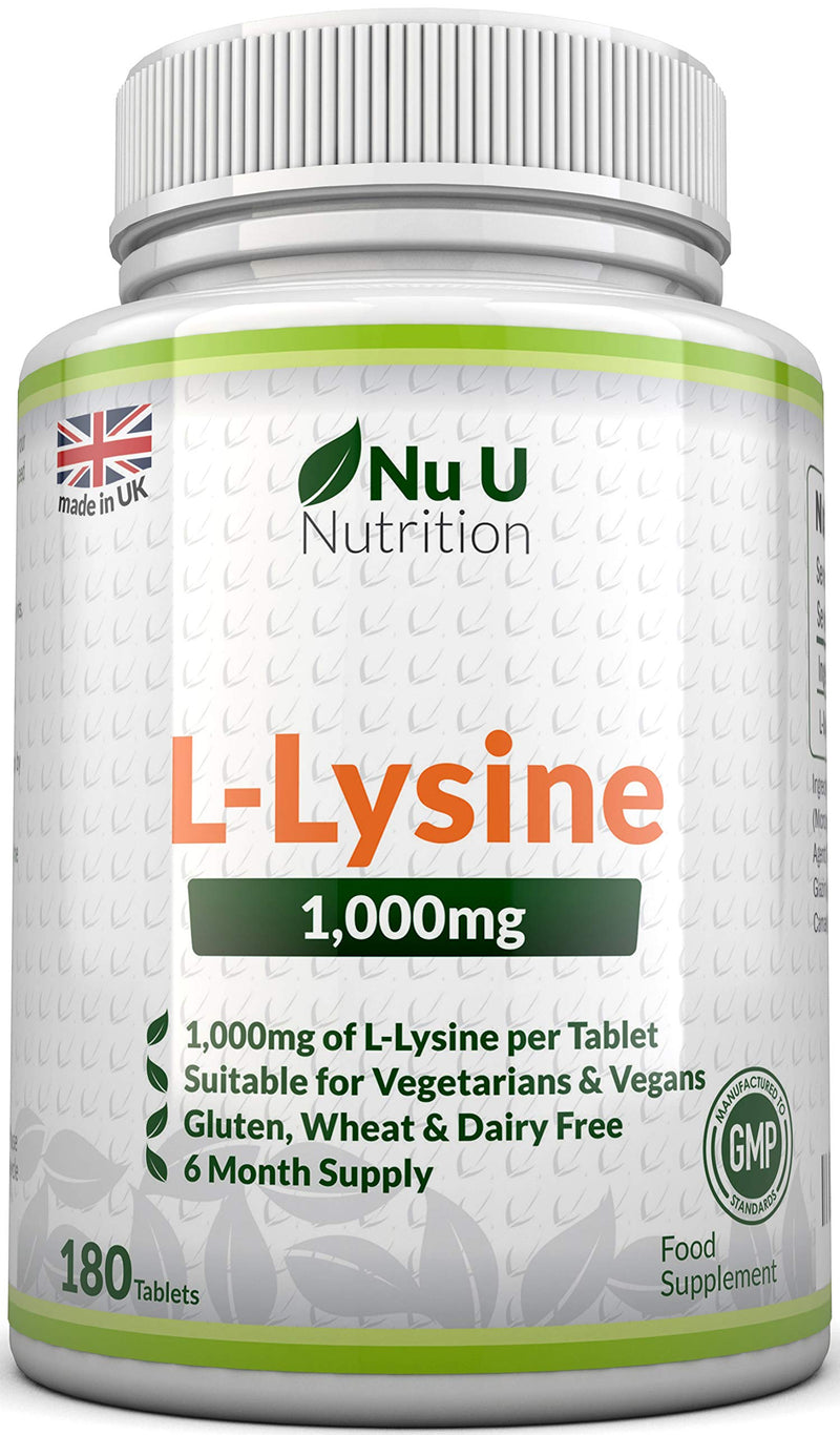 [Australia] - L-Lysine 1000mg | 180 Tablets (6 Month Supply) | Vegetarian and Vegan L lysine 1000mg by Nu U Nutrition 