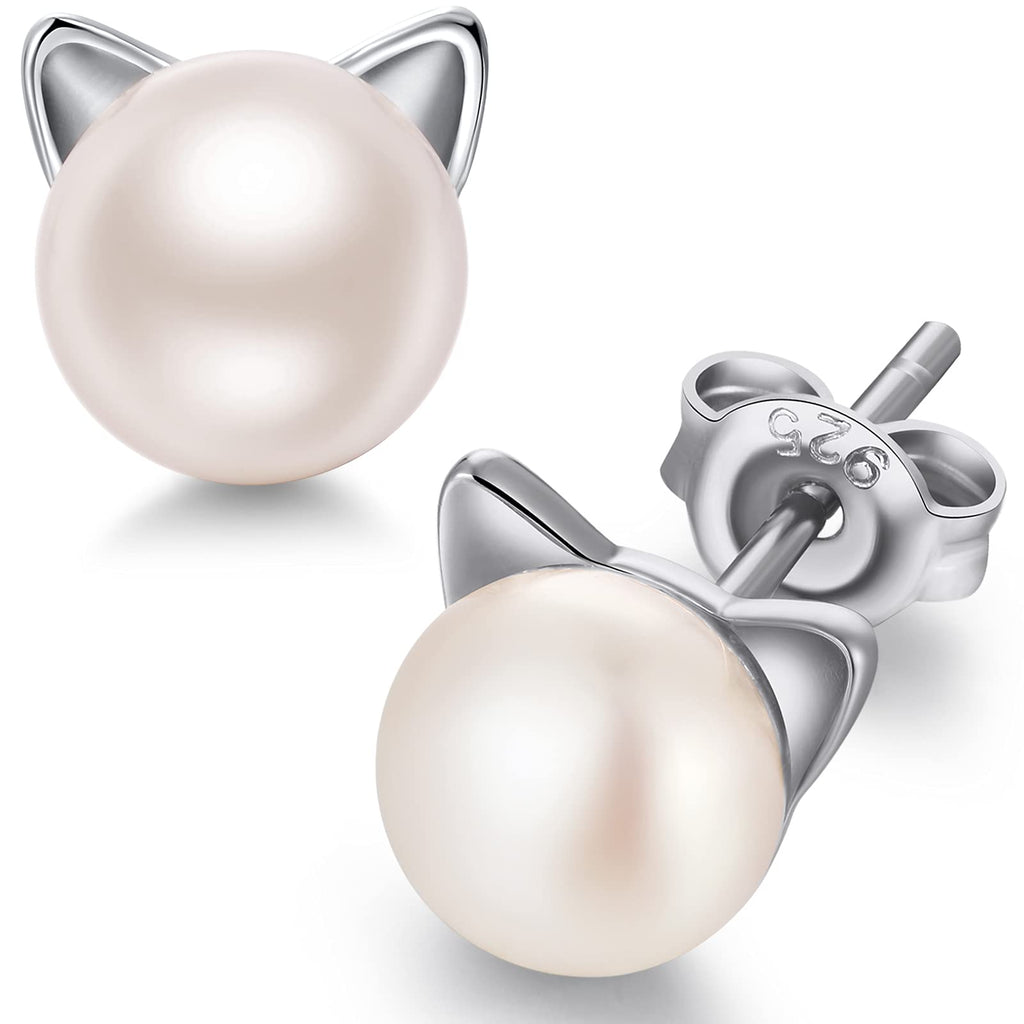 [Australia] - jiamiaoi Pearl Earrings,925 Sterling Silver Freshwater Cultured Pearl Stud Earrings,Lovely Fashion Pearl Earrings Gifts for Women,Teen,Girls A1-silver Earring 