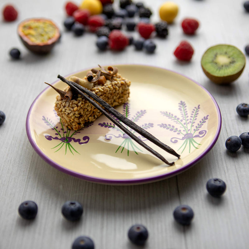 [Australia] - City to Cottage® Lavender Pattern Purple and Cream Pottery | Handmade Hand Painted | Glazed Ceramic 7.9inch/20cm | Side Dessert Plate | Unique Dinnerware 