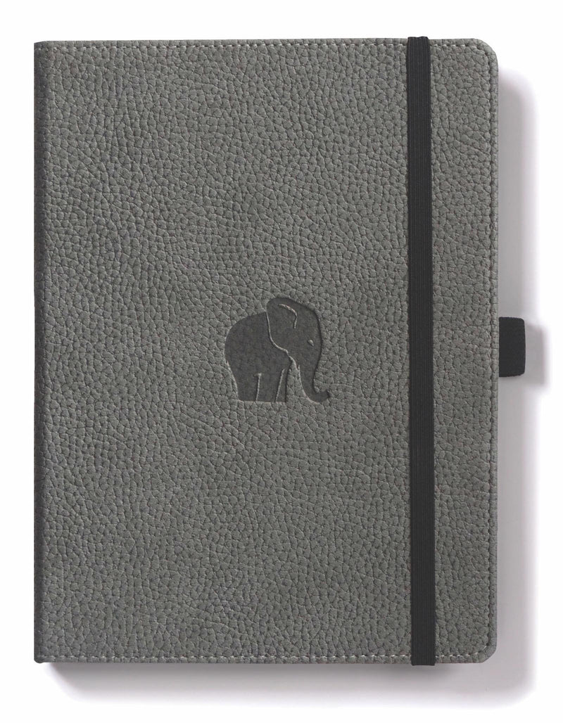 [Australia] - Dingbats - Wildlife Squared Medium Notebook, Grey Elephant, A5 - Hardcover Notebook - PU Leather - Perforated, Cream 100gsm Ink-Proof Paper 