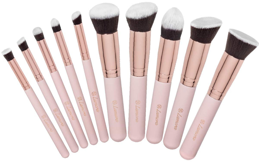 [Australia] - Kabuki Makeup Brush Set - Foundation Powder Blush Concealer Contour Brushes - Perfect For Liquid, Cream or Mineral Products - 10 Pc Collection With Premium Synthetic Bristles For Eye and Face Cosmetic 10 Pc Rose 