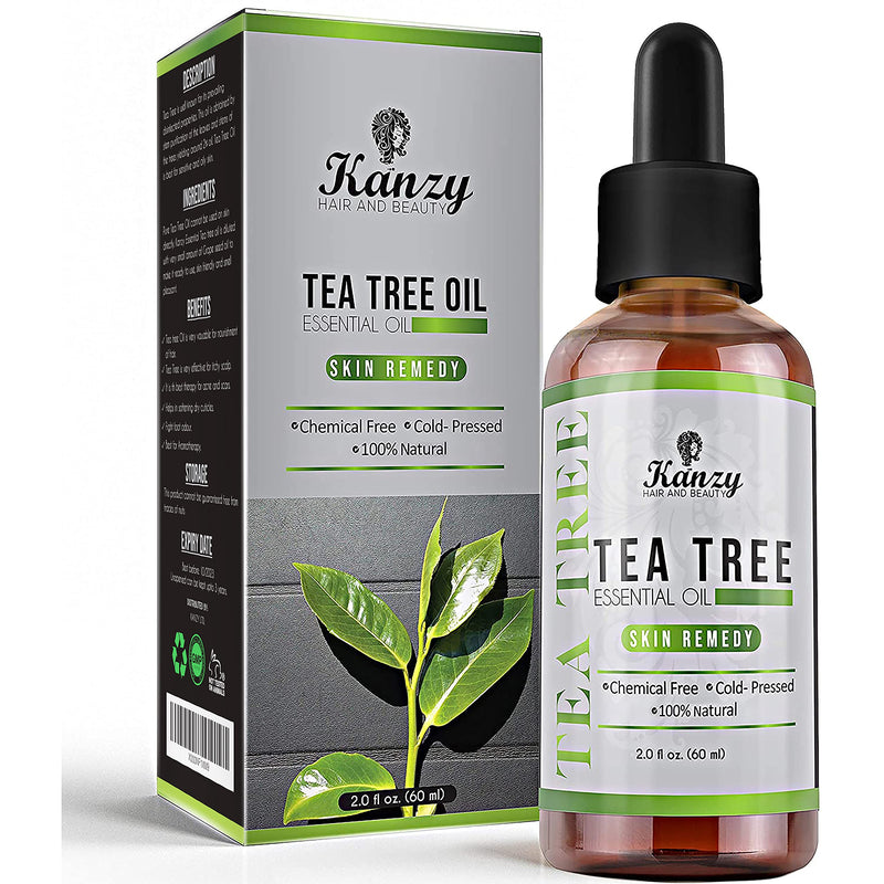 [Australia] - Kanzy Tea Tree Oil for Skin 60ml Treatment for Hair, Face, Acne Blemishes, & Nails Natural Vegan Organic Tea Tree Essential Oil 
