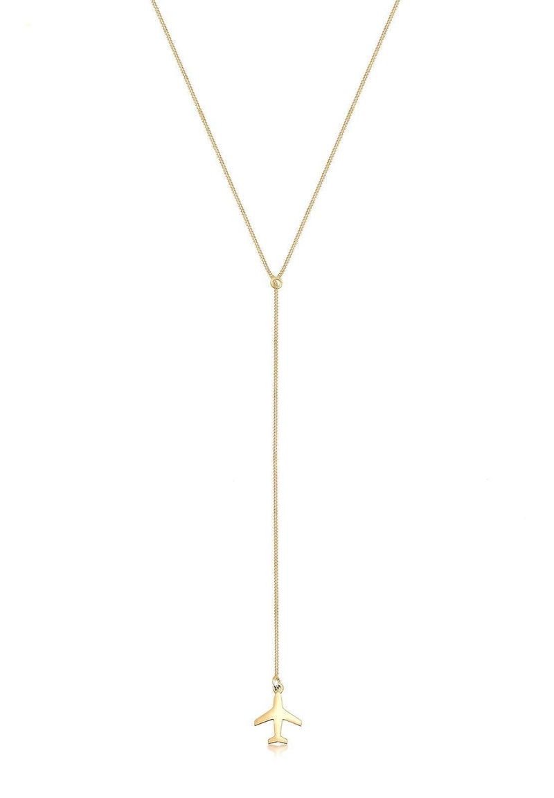 [Australia] - Elli Women's 925 Sterling Silver Gold Plated Xilion Cut Chain with Pendant of Length 40 cm 